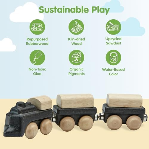 PlanToys® Classic Train Wooden Montessori Vehicle Kids Indoor Play Set Toy - Image 3