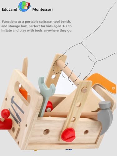 Practical Life Wooden Twisting On and Off Screws Bolts Screw Driver Nuts Bolt Tool kit Box Pincer Grip Grasp Educational STEM Construction Toy for Boy Girl 3 4 5 6 7 Years Old Gift - Image 2