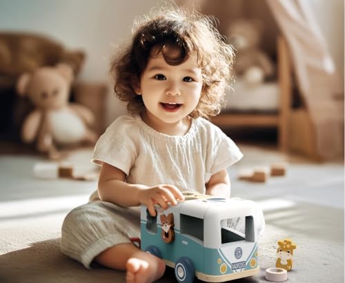 SPEEDY MONKEY Wooden Van Shape Sorter | Toddler Vehicle Toy Pretend Play - Image 3