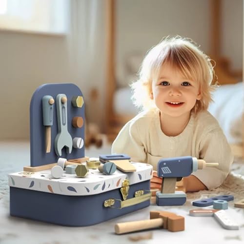SPEEDY MONKEY Wooden Tools Suitcase | 19 Pcs Pretend Play Tool Set Playset - Image 2