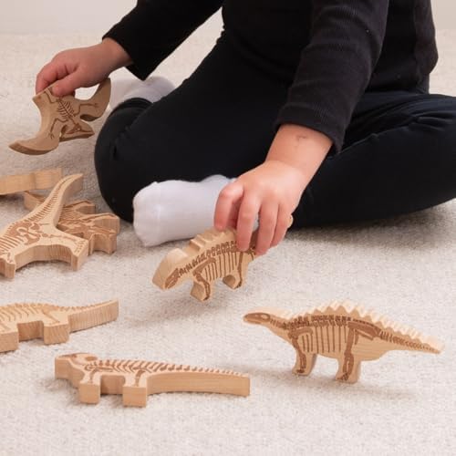 tickit Wooden Dinosaur Blocks | Set of 10 | Ages 10m+ | Open Ended Pretend Play Toy for Babies and Toddlers | Encourage Imagination - Image 5