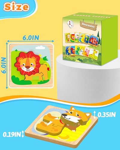 Benresive Wooden Toddler Puzzles, Montessori Toddler Toys for 1 2 Year Old - Image 6