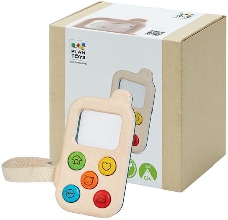 PlanToys® Wooden My First Phone Toy for Toddlers Montessori Baby Sensory by PlanToys
