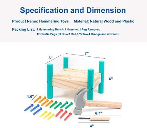 STEM Montessori Wooden Pounding Hammer Toy for Toddler Early Learning - Image 3