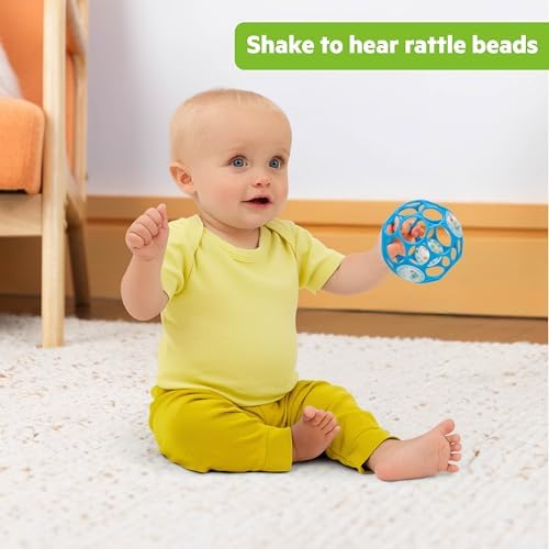 Bright Starts Oball Easy-Grasp Rattle BPA-Free Infant Toy in Blue, Age Newborn and up, 4 Inches - Image 4