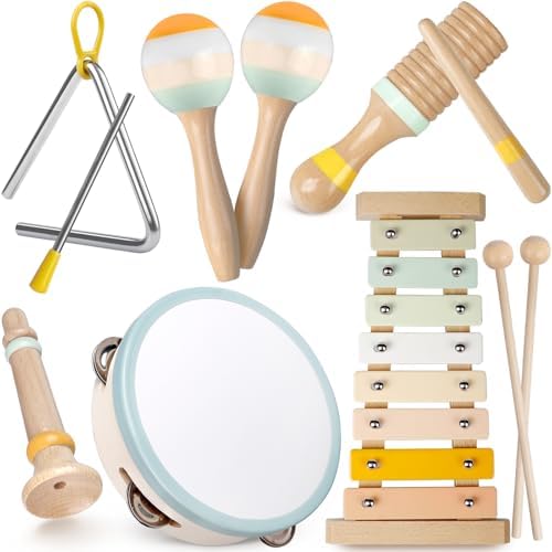 Baby Musical Instruments - Montessori Wooden Toys for Toddlers Sensory Play by Rmischolar