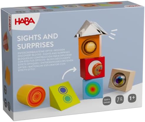 HABA Explorer Building Blocks Look - 7 Wooden Building Blocks with Effects by HABA
