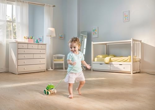 Hape Frog Pull-Along | Wooden Frog Fly Eating Pull Toddler Toy, Bright Colors - Image 4