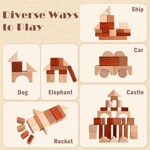 Adena Montessori 29-Piece Wooden Blocks Set, 3+ - Image 4