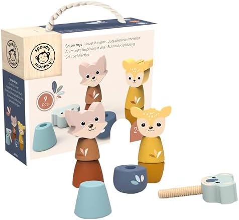 SPEEDY MONKEY Wooden Screw Toys | Animal Nuts & Bolts Set Montessori Toy by SpeedyMonkey