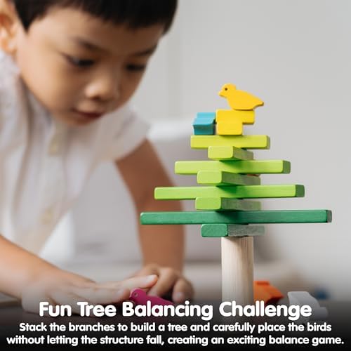 PlanToys® Wooden Balancing Tree Game | Montessori Stacking Toy with Birds for Fine Motor Skills & Coordination | Educational Game for Toddlers, Preschool Kids & Family Play - Image 5