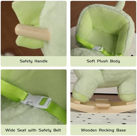 Dinosaur Rocking Horse with Sound and Music for Ages 12-36 Months, Green - Image 6