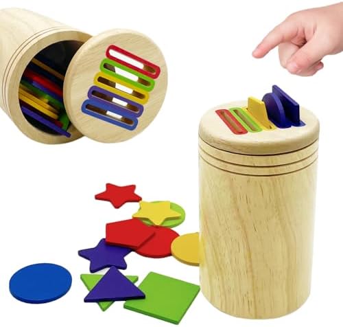 Wooden Montessori Sticks Toys for Kids, 8 Colors Natural Wood Toddler Learning Sorting Toys for 3 Year Old, Sensory Matching Game Birthday Gifts for Boys Girls (Multi-Shaped Flake) by Unknown