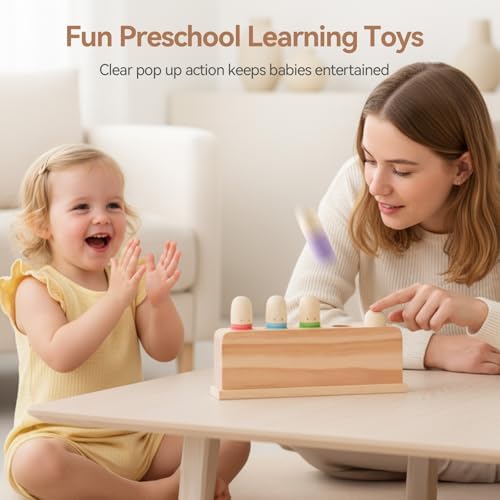 Pop Up Toy Multicolor Puppets | Wooden Color Sorting | STEM Montessori Color Matching Toys | Preschool Learning Educational Toys Gifts for Kids Boys Girls Ages for 1 2 3 Years (Neutral Colours) - Image 6