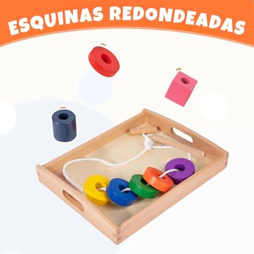 Adena Montessori Wooden Lacing Bead Set with Tray, 1-3y - Image 5