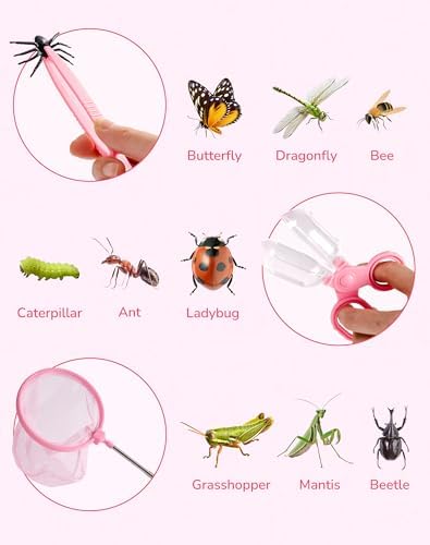 ROBUD Upgraded Bug Catcher for Kids, Bug Catching Kit with Bag Kit, Pink Outdoor Exploration Set for Camping, Montessroi Toy for Kids Coming Closer to Nature，WRP59 - Image 3