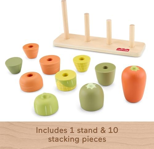 Fisher-Price Wood Toddler Toy Veggie Stacker, Tiny Garden Wooden Sorting & Stacking Activity for Preschool Kids Ages 18+ Months - Image 5