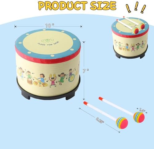 Musfunny Floor Tom Drum for Kids, Colorful Baby Toy with 2 Mallets - Image 6
