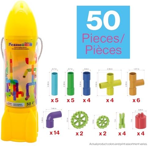 PicassoTiles Pipe Tube Construction Building Toys Stacking Toy Puzzle Game for Early Learning Montessori Playset Educational Connector Blocks Brain Development Kit Ages 3+ Toddler Boys & Girls PTT137 - Image 3