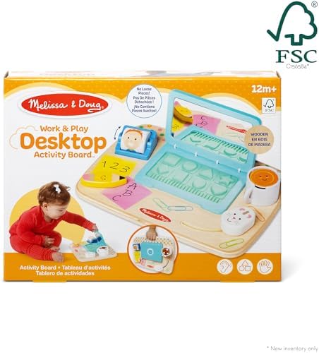 Melissa & Doug Wooden Work & Play Desktop Activity Board Infant and Toddler Sensory Toy - FSC-Certified - Image 3
