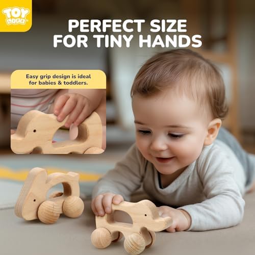 TOY Life Wooden Toys Cars, Montessori Baby Toys 6-12 Months, Wooden Baby Toys Rattle Cars for Toddlers 1-3, Baby Boy Nursery Decor, Montessori Toys for 1 Year Old Boy (Animal Set) - Image 6
