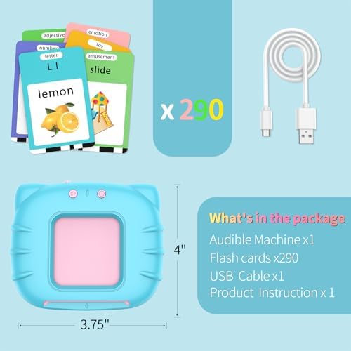 Eaever 580 Pre-K Sight Words Talking Flash Cards with Dolch Words,Letters/Number(0-100), Etc, Speech Therapy, Autism Sensory Toys, Easter Basket Stuffer Gifts for 3-6 Year Old Boys and Girls, Blue - Image 6