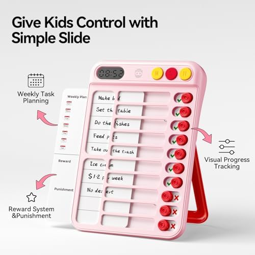 2-in-1 Chore Chart with Visual Timer for Kids 21PCS Magnetic Planning Board - Image 3