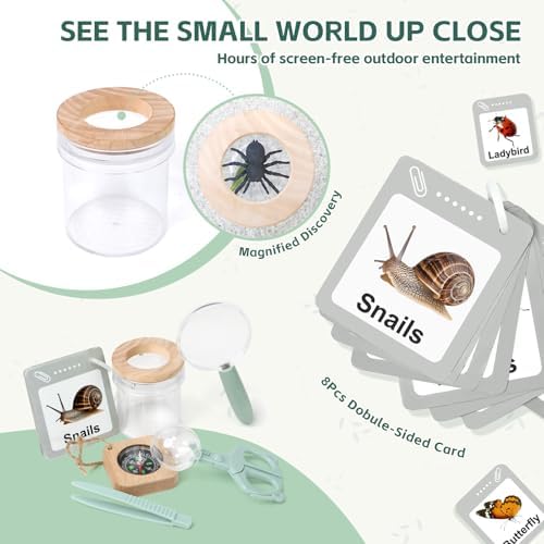 Bug Catcher for Kids Explorer Kit with Insect Observation Cage,Butterfly Net,Magnifying Glass,Compass,Kids Adventure Kit for Backyard & Camping,Outdoor Educational Toy Gift for Girls Boys - Image 5