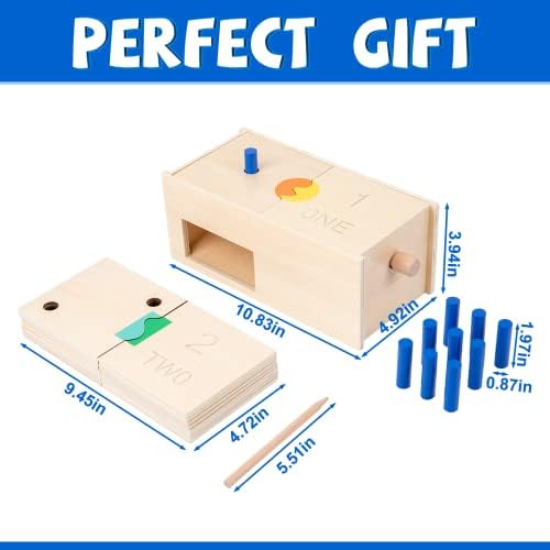 Adena Montessori Toys Wooden Peg Drop Box Tumble Down Counting Pegs Number Games - Fun and Exciting Way to Learn 1-10 Numerals Early Math Skills Development - Image 5