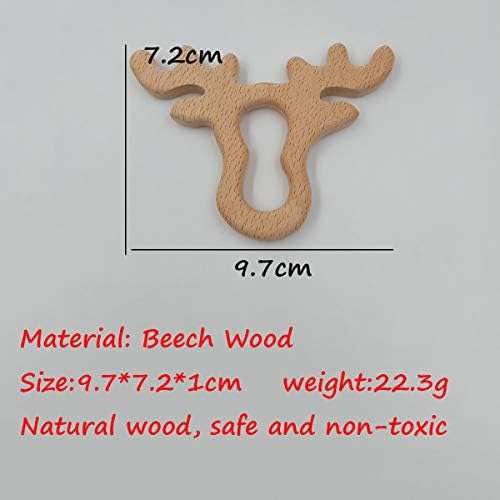 2pcs Natural Wooden Antlers Montessori Toy Pendant Pure Natural Beech Wood Animal Shape Toys for Handmade Necklace/Bracelet (Antlers 2pcs) - Image 2