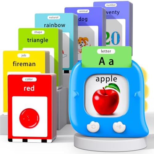 Kidzdo Talking Flash Cards with 254 Words, Birthday Gifts for 3 4 5 6 Year Old, Educational ABCs Learning Toys for Boys, Blue by Kidzdo