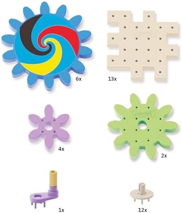 Quercetti: PlayEco+ Kaleido Gears - 38pc Interactive Building Playset, Colorful Gear Plates, Chain Reactions Construction Toy, STEM Activity, Kids 3+ - Image 5