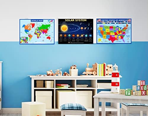 World Map, United States Map, and Solar System Poster with Extra Features – Laminated 14x19.5 in – Educational Posters, Classroom Decorations, Teachers Supplies, Virtual Learning for Kids, Homeschool Decor - Image 6