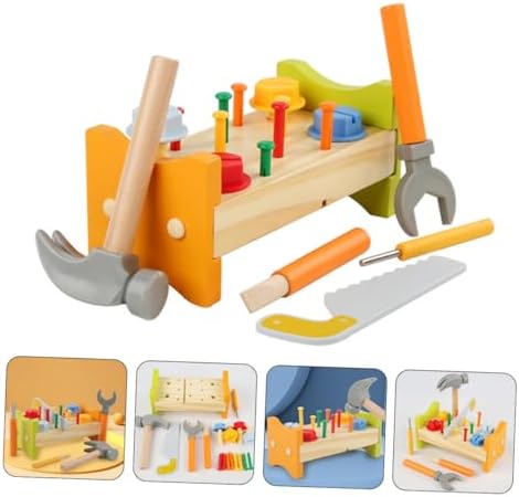 Wooden Pounding Peg Workbench Toy with Hammer for Toddlers - Image 4
