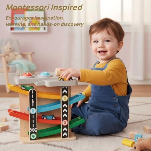 Montessori Toddler Toys for 1-2 Year Old Boy, First Birthday Gifts, Grey - Image 3