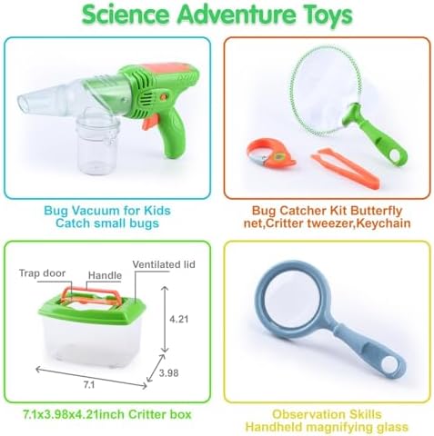 PLAY Bug Catcher Kit,Outdoor Toys for Kids Ages 4-8 8-12,Bug Catcher Vacuum with Critter Habitat Case,Butterfly net,Magnifying Glass,Toddler Outside Toys for 3 4 5 6 7 8+ Year Old Boys Birthday Gift - Image 3