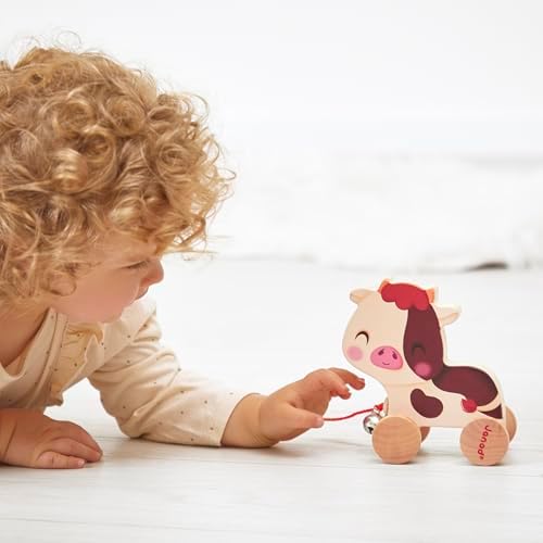 Janod - Wooden Pull-Along Baby Toy - Cow - Image 4