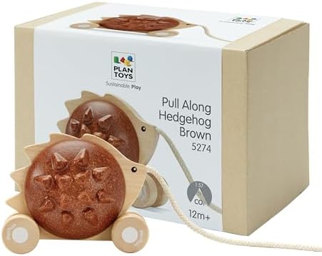 PlanToys® Wooden Pull Along Hedgehog Montessori Toddler Walking Kids Set by PlanToys