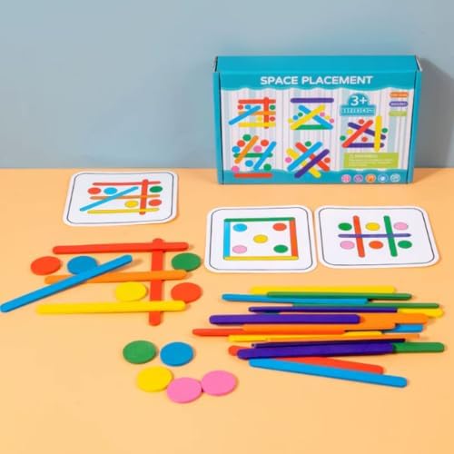 Montessori Wooden Rainbow Stick Pattern Blocks Matching Game - Image 4