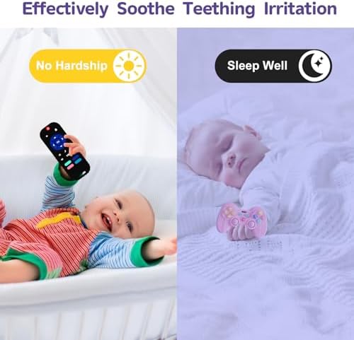Hooku 2 Pack Remote Teether for Baby, Silicone Teethers for Babies 6-12 Months, Baby Teething Toys for Babies 0-6 Months, Remote Control Toy, Infant Gifts for Boys Girls - Image 3