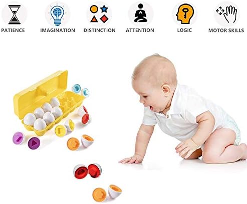 JUNBESTN Easter Matching Eggs Connect Eggs Parlour Games Toys Gifts for 2 3 Years Old Kids Toddler Baby Girls Boys Shape Color - Image 4