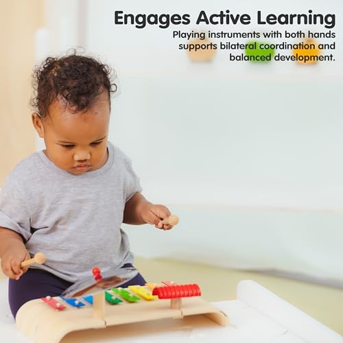 PlanToys® Musical Set Wooden Montessori Drum, Cymbal & Xylophone Kids Toy - Image 6