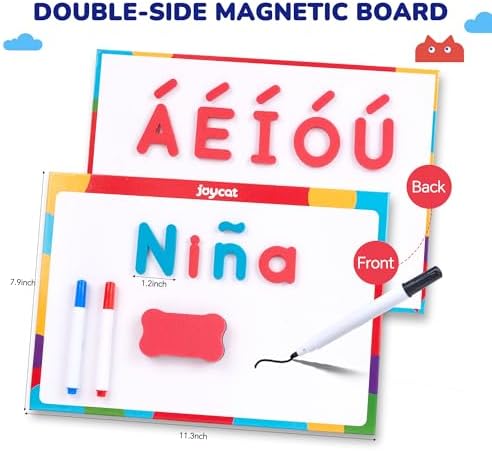 JoyCat Bilingual Magnetic Letters Kit 255PCS, Phonics Letter Tiles Learning - Image 4