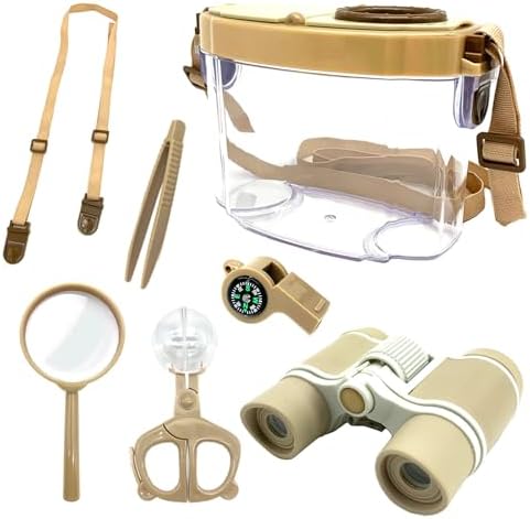 Bug Catcher Kit for Kids, 6 Pcs Kids Bug Catching Kits, Outdoor Nature Explorer Kit, Science Educational Kits with Tweezers, Magnifying Glass, Binoculars for Boys Girls by JTCJozz