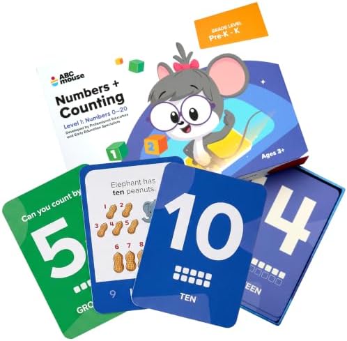 ABCmouse Number Flash Cards for Kids Ages 3 to 5, 67 Math Flash Cards for Learning Numerals 0-20 with Ten-Frames, Preschool and Kindergarten, Level 1: Beginner Series by ABCmouse