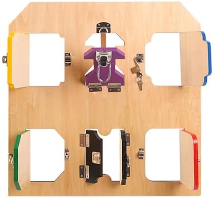 Montessori Lock and Key Toy, Wooden Latches Board Busy Board for Toddlers,Lock Plate by Unknown