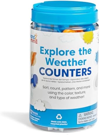 hand2mind Explore the Weather Counters, Meteorology for Kids, Weather Math Counters for Kids, Color Sorting Toys, Counting Manipulatives, Montessori Math Materials, Preschool Science Toys - Image 4