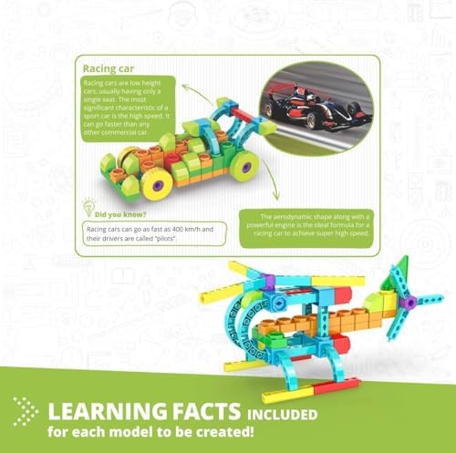 Engino QBOIDZ Racing Car, Building Blocks Ages 4+, STEM Kit for Boys & Girls, Building Toys, Preschool Educational Set, Kindergarten Toys Combining Fun with Learning (10 Models) - Image 5
