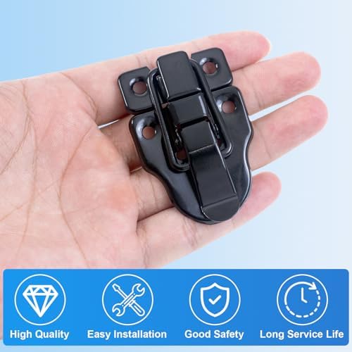 2 Pcs Small Hasp Latches for Wooden Boxes, Toggle Box Buckle Latch Lock Replacement, Duckbilled Chest Latches for Cabinet Storage Road Case Guitar Case Door Latch Hardware - Image 5