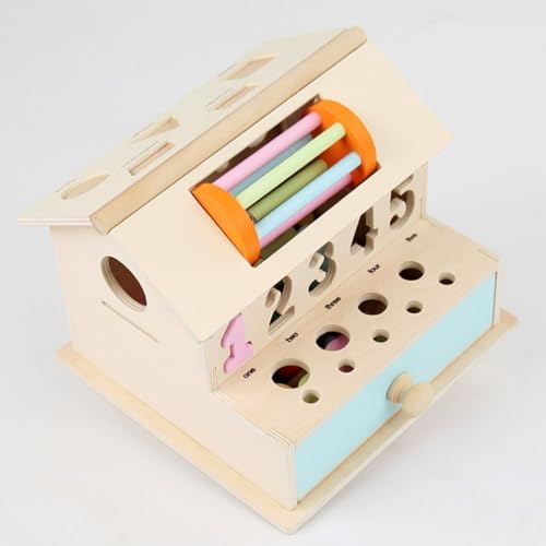 5-in-1 Montessori Activity Cube, Pull Carrot, Coin Drop & Shape Matching Sensory Box - Image 2
